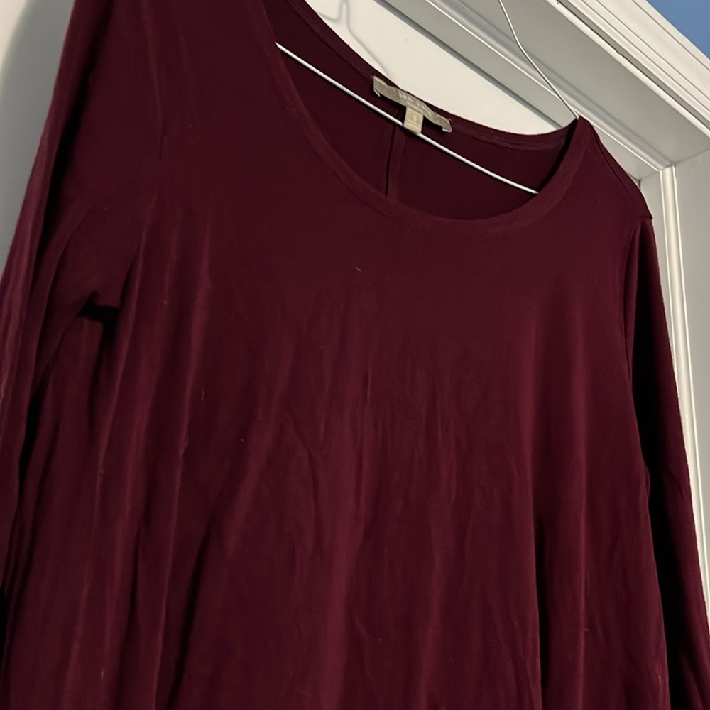Joan Vass Studio women’s small maroon A line long sleeve dress basic fall